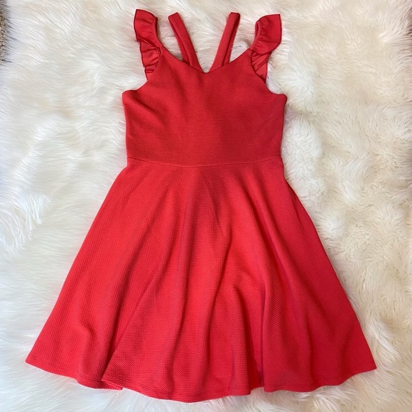 Lilt Girls Coral Orange Sleeveless Fit & Flare Casual Dress Size 16 - Picture 5 of 8